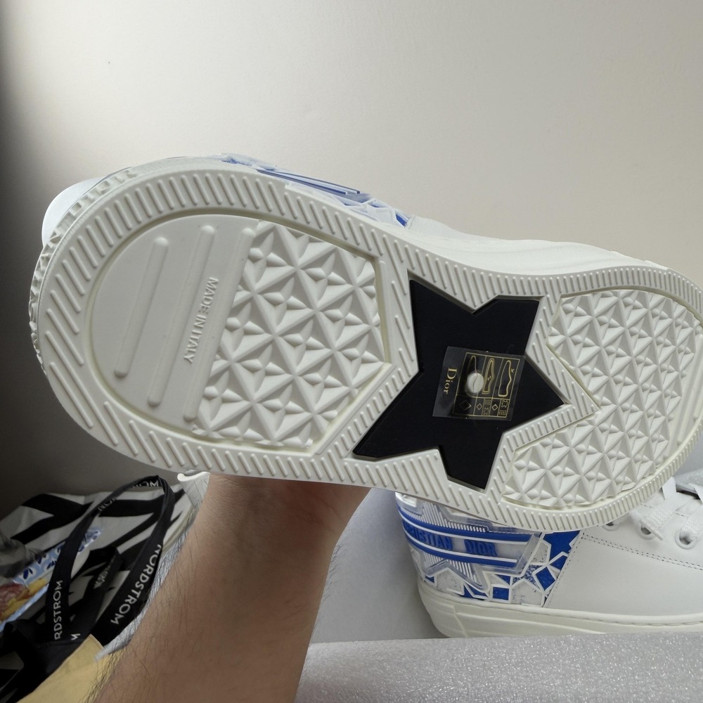 Christian Dior Shoes Womens Size 37.5 White Blue Walk'n'Dior High Top Made Italy - Picture 6 of 6